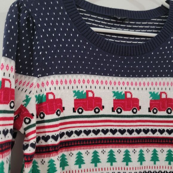Talbots Womens Sweater Size Small Fair Isle Ugly Christmas Party Trees Reindeer - Picture 3 of 7